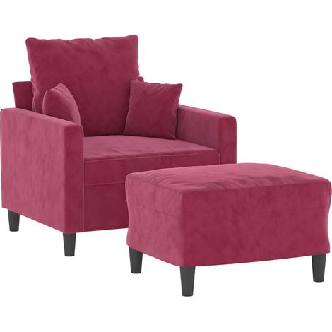 vidaXL Poltrona con Poggiapiedi Rosso Vino 60 cm in Velluto (1/4)