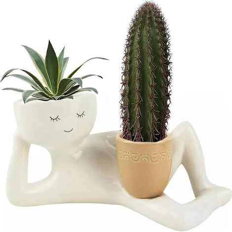 [KK] Pot de fleurs Lazy Guy en résine, petit personnage paresseux, pot de fleurs pour succulentes, pot de fleurs couché en résine, pot de fleurs unique couché (1/5)