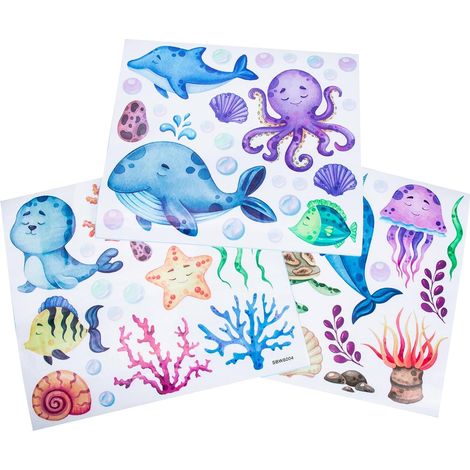Stickers statiques en PVC représentant des animaux marins (1/5)