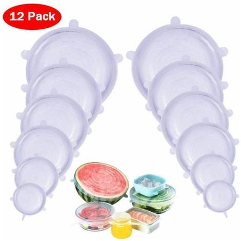 Couvercles en Silicone Stretch 12 PCS pour Pots et Savons - Sans BPA (1/4)