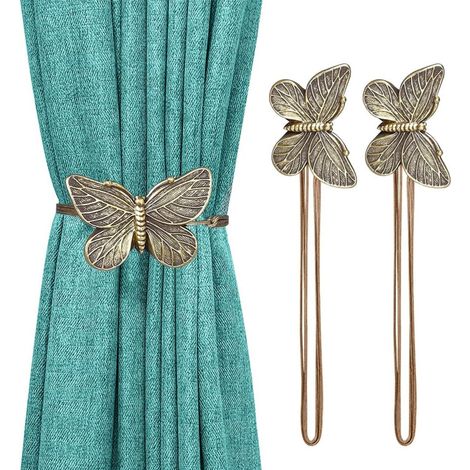 Embrasse de rideau magnétique vintage, 1 paire de papillons en résine avec pour décoration maison café bureau - Bronze (1/5)