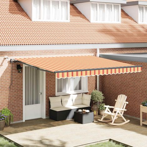 Store banne-Tissu de auvent avec Jaune et Orange 400x300 cm Polyester (1/5)