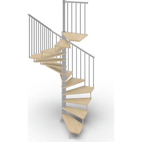 Spindeltreppe mit 13 stufenanzahl - Zu erreichend Höhe 2.67m à 3.12m - Durchmesser 160cm - Holz und weiß - TEKLA160/SGMNAT/13