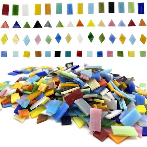Lot de 1100 carreaux de mosaïque colorés en verre pour bricolage - 970 g - Pour la maison, la cuisine, les projets de mosaïque de salle de bain (1/5)