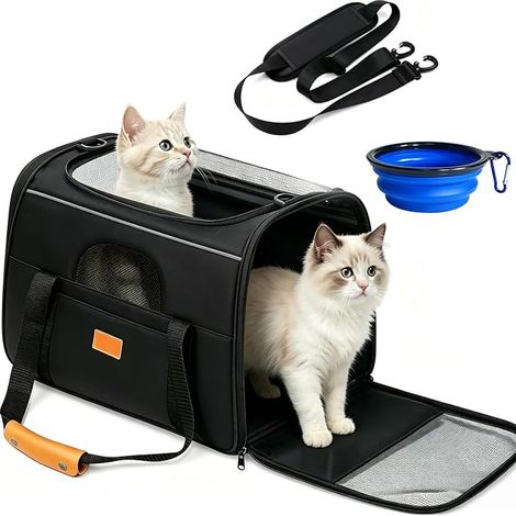 Foldable Pet Carrier Bag for Cats and Dogs with Safety Zips and Folding Tray, for Cats, Kittens and Puppies 13 kg (45 x 35 x 13 cm) (1/3)