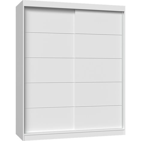 Armadio scorrevole moderno da 160 cm, bianco con strisce decorative, armadio per camera da letto, spazioso e funzionale. (1/5)