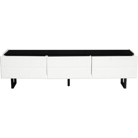 Ensemble meuble TV et table basse moderne noir et blanc avec rangement, design minimaliste (1/5)