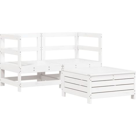 Maison Exclusive - Set Divani da Giardino 3 pz Bianco in Legno Massello di Pino