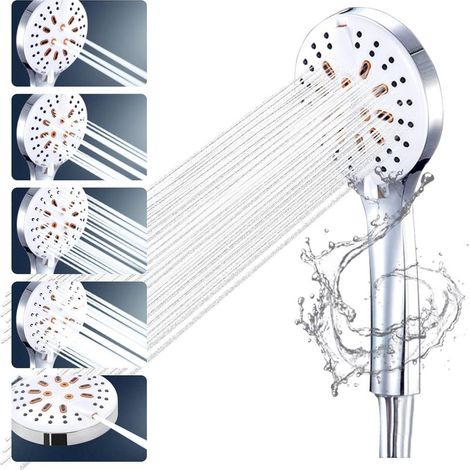 Pommeau Douche Haute Pression Pomme de Douche Anti Calcaire Filtrant 5 Modes Pomme Douche Economiseur Universelle douchette (1/5)