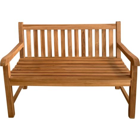 Axi Nowi Banc De Jardin En Bois De Teck, Brun Banc En Bois Avec Accoudoirs Banc De Parc En Teck Pour Jardin / Terrasse Avec Dossier Pour 2 Personnes 120 X 63 X 92 Cm (1/4)