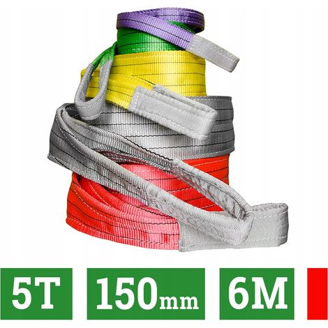 Élingue de grue en sangle 5T 150MM 6M avec boucles (1/5)