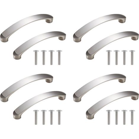 Maniglie in alluminio per ante di mobili da cucina (96 mm), 8 pezzi, maniglie per cassetti argento per mobili da soggiorno con viti -Crezuo