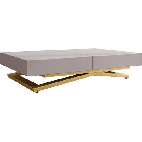 Mesa de centro convertible Oswego 173, Cachemira, 27x80x120cm, Diámetro: 0, Aglomerado laminado, Angular