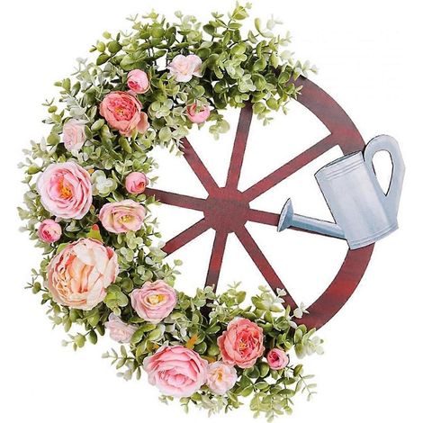 Guirlande de printemps créative en forme de roue d'arrosoir --