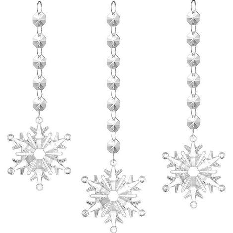 Set mit 10 Acryl-Weihnachtsdekorationen zum Aufhängen, Schneeflocken, für Weihnachtsbaum, Silvesterparty, kein Stromanschluss erforderlich, festliche Glitzerdekoration (1/4)