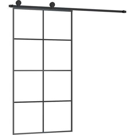 Puerta corredera set herrajes vidrio ESG aluminio 102,5x205 cm vidaXL