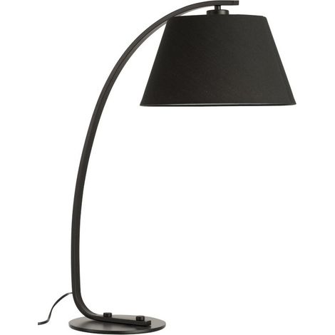 Lampe de table tissu et pied métal noir arrondi Winno (1/3)
