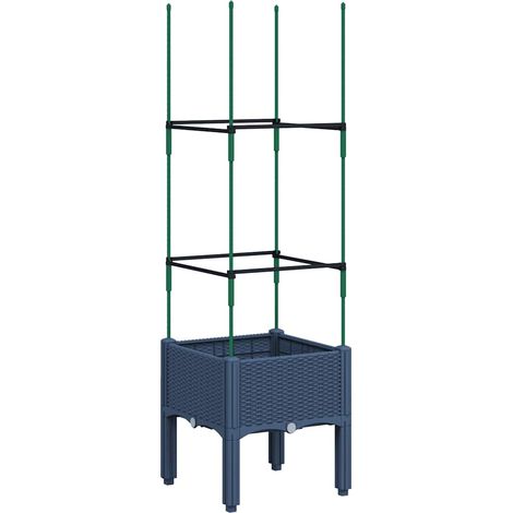 Maison Exclusive - Pflanzkübel mit Rankgitter Blaugrau 40x40x142,