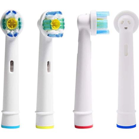 Têtes de brosse de rechange compatibles avec Oral-B-Braun Dual Clean - Lot de 4 têtes de brosse à dents électriques génériques - Blanc 3D (1/5)