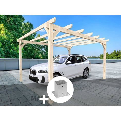 Carport en bois lamellé-collé Rouen 600 x 400 cm + 6 supports poteaux - Maderland