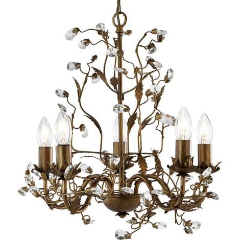 [GEBRAUCHT] Searchlight Kronleuchter Almandite Deckenlampe Deckenleuchte Leuchte 5fl. Braun B-Ware