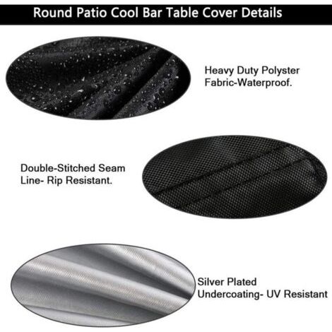 Housse imperméable pour petite table ronde, table de patio - Housse imperméable pour seau à glace - Noir (52 x 58 cm) (1/3)