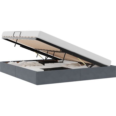 Maison Exclusive - Letto ottomano Grigio Scuro 160 x 200 cm Velluto