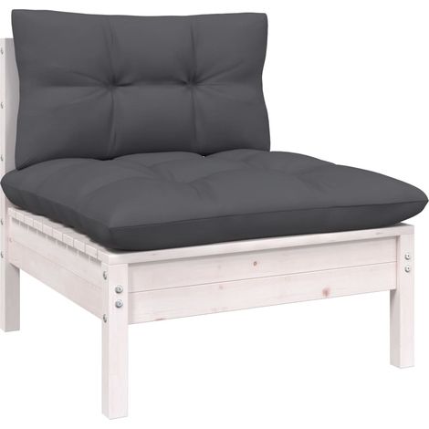 Sofá central para jardín y cojines madera maciza acacia blanco vidaXL (1/5)