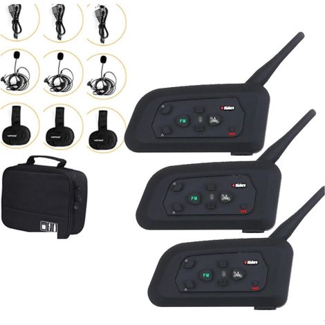 3 pièces/Ensemble 1200M interphone Full Duplex 3 Voies entraîneur de Football Juge Tour d'oreille écouteur Arbitre système de Communication BT Interphone (1/5)