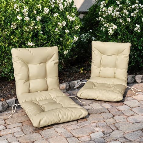 Coussin de chaise beige avec dossier et attaches 120 x 50 x 8 cm (1/5)
