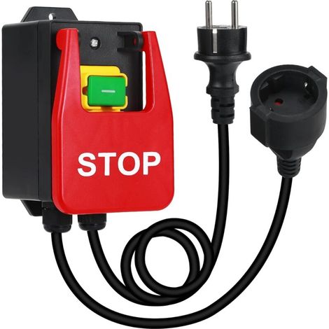 Interruptor basculante para sierra de mesa – 220–230 V, parada de emergencia integrada, cable reforzado – Compatible con taladro de columna y torno para metal.