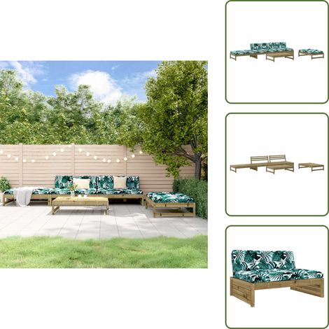 5-tlg. Garten-Lounge-Set mit Kissen Imprägniertes Kiefernholz - Gartenloungeset - Kiefernholzmöbel - Gartengeräte - Gartenmöbel - Loungemöbel (1/5)
