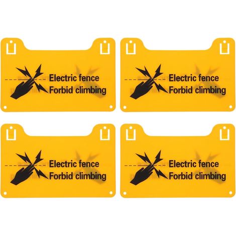 Lot de 4 Panneaux de Signalisation pour Clôture Électrique, Panneau Avertissement Danger Haute Tension 20x12,8 Cm, Plastique Résistant Trous Pré-percés, Signe de Précaution Choc (1/5)