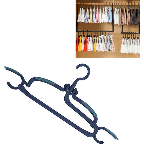 Cintre multifonctionnel antidérapant et sans coutures, rotatif, en plastique, pour pantalons, bleu et vert. (1/5)