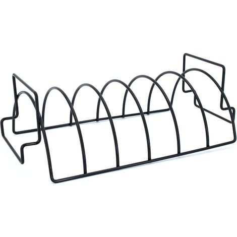 Griglia a coste per barbecue, bistecche, carne e verdure, in acciaio nero (1/4)