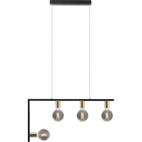 Twin Lampe À Suspension Design Moderne En Métal, Coloris Noir Et Laiton Satiné, Raccordement E27, Ip20, 75W - Groupe Rossini (1/5)