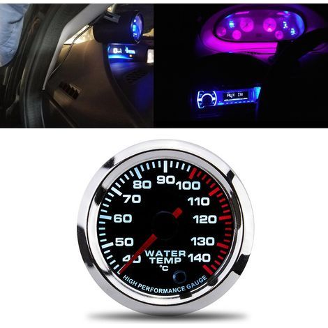 Universal 52mm water temperature gauge, 7-color LED display, sensor included, 12V, range 40-140℃ (1/5)