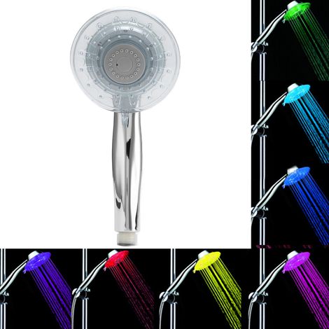 Pommeau de douche à main LED avec jets réglables (8008-A3) comportant sept couleurs et des couleurs clignotantes. (1/5)