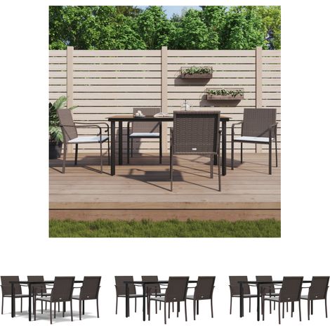Rattan - vidaXL 5-tlg. Garten-Essgruppe mit Kissen Poly Rattan und Stahl - Stahl (1/5)