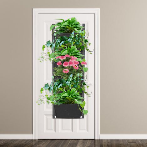 Sac de culture vertical à 6 poches, pot de fleurs mural pour jardin extérieur, noir (1/5)