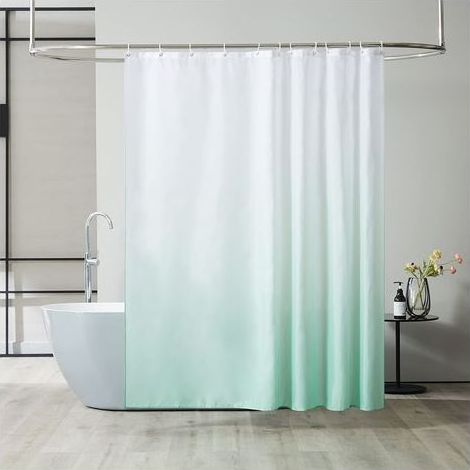 pc 90x180cm (Vert clair) Rideau de Douche Anti Moisissure Tissu Lavable en Machine Petit Rideaux Douche pour Camping Car Cabine de Douche Imperméable en Polyester (1/5)