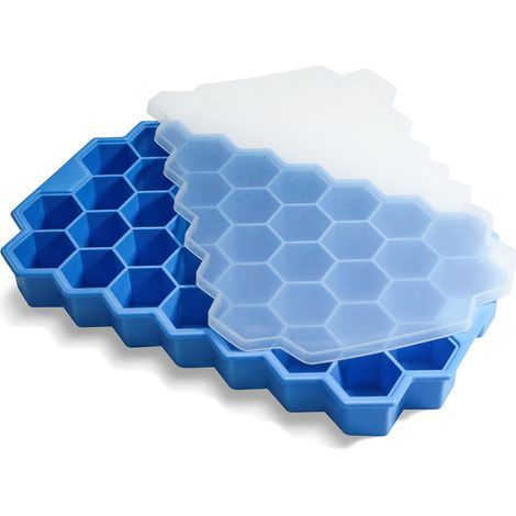 Bacs à glaçons pour congélateur avec couvercle - 37 grilles en silicone pour petits moules à glaçons, faciles à démouler et réutilisables dans des bacs de rangement ou des seaux à glace (1/5)
