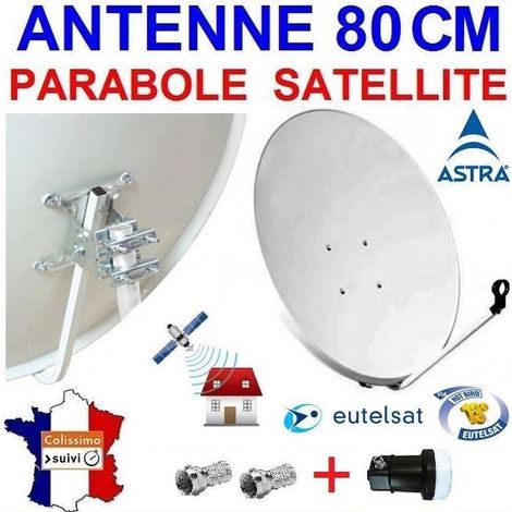 ANTENNE 80 CM + LNB SINGLE + 2 FICHES F