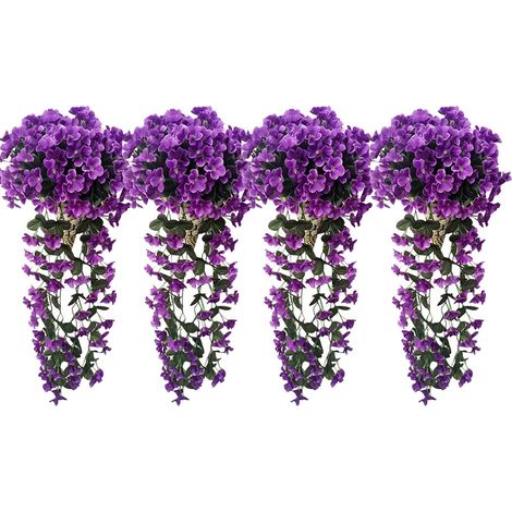 Set of 8 Artificial Climbing Plants (Wall-Hanging) — Artificial Hydrangeas — Purple (1/5)