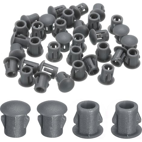 38Pcs Bouchon de Trou en Nylon, 4.5-5mm Diamètre de Trou Bouchon d'étanchéité Rond Souple et Flexible de Verrouillage Bouchons en Caoutchouc pour Bouteilles, Tuyaux, Cuisine, Gris (1/5)