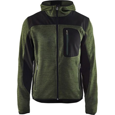 Veste tricotée à capuche homme BLAKLADER 4930 - Vert foncé / Noir - L (1/10)