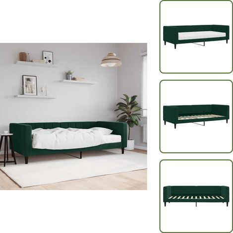 Divano con materasso - vidaXL Divano Letto con Materasso Verde Scuro 90x200 cm in Velluto - Letto a doghe