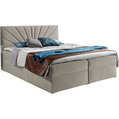 Lit boxspring Pons I, Paros 2, Double, Continental, 140x200, Tissu, Disponible, 144x208x103cm (1/5)