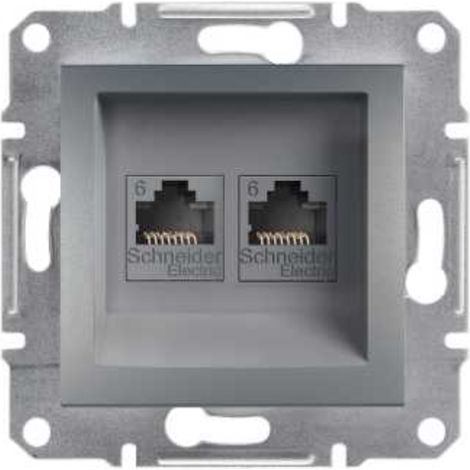 Schneider Electric Asfora Aluminiumsteckdose 2 RJ45 Ports