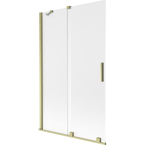 Mexen Velar mampara de bañera corredera de 2 paneles 110 x 150 cm, escarchado, dorado cepillado - 896-110-000-31-55 (1/2)